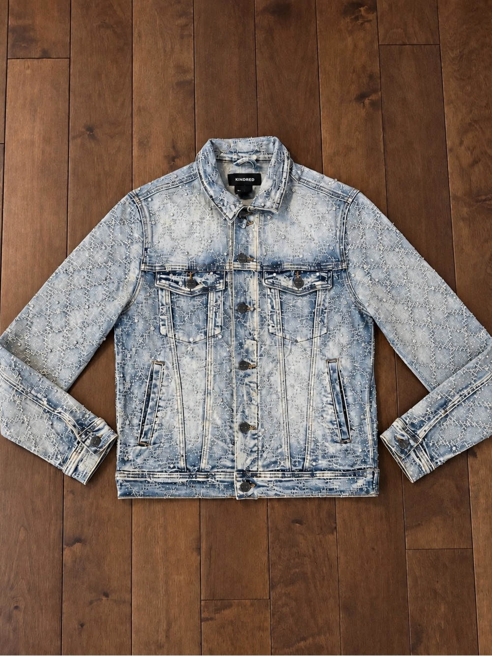 Kindred Diamond Acid Wash Denim Truckers Jacket, Blue, Size Small 🎥 💎